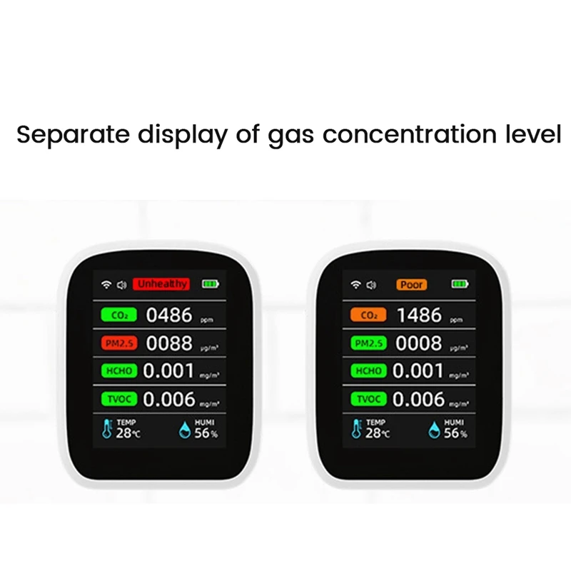 Портативный измеритель качества воздуха FULL-Wifi 8 в 1 PM1,0 PM2,5 PM10 CO2 TVOC HCHO Тестер температуры и влажности Углекислого газа