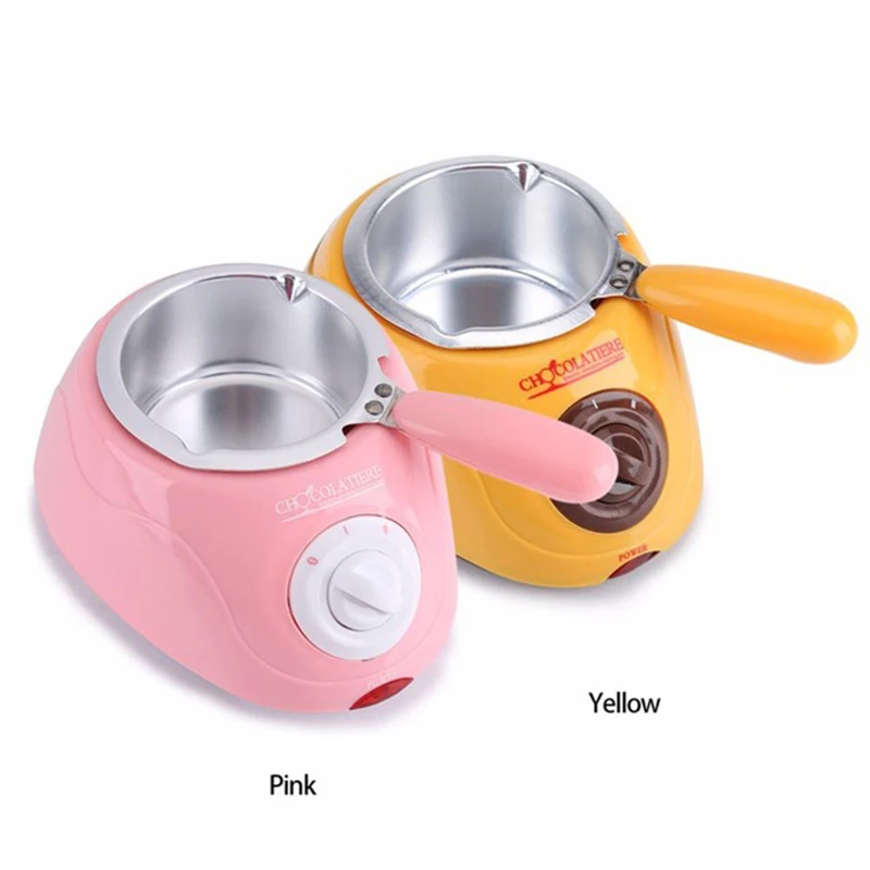 Durable Stainless steel&Plastic Hot Chocolate Melting Pot Electric Fondue Melter Machine Set Tool EU plug