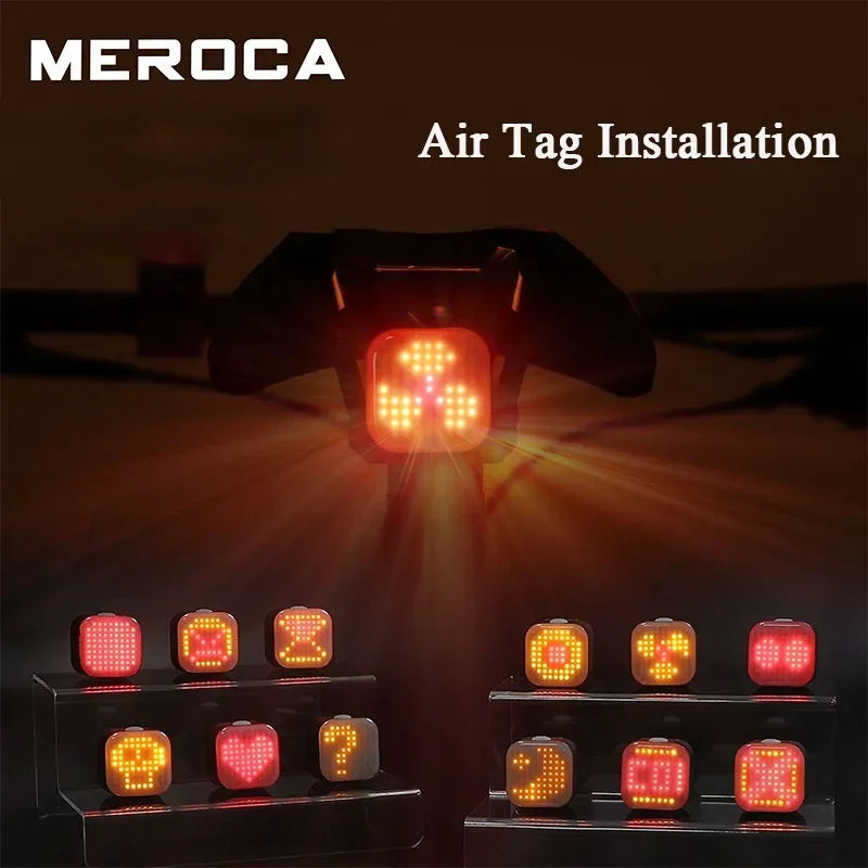 MEROCA Brake Sensing Rear Light 500mAh Intelligent Start-stop Bicycle Tail Lamp Waterproof Bike Type-c Charging Taillight Airtag