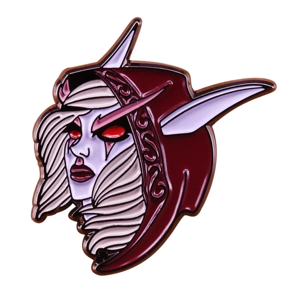 Gothic Dark Undead Elf Enamel Lapel Pin Spooky Magic Warrior Metal Brooch Backpack Daily Outfit Fantasy Art Jewelry Gift