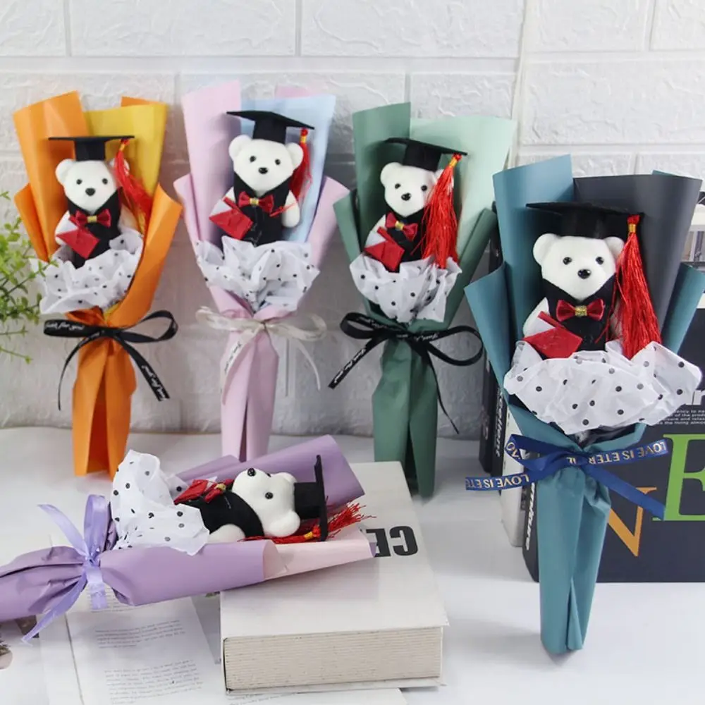 

Creative Lovely Bear Graduation Bear Bouquet Lovely Cartoon Bear Plush Bouquet Elegant Doctoral Bear Toy Birthday Party