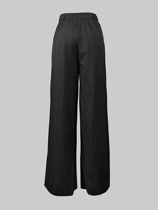 Modigirl Pantaloni da abito da donna alla moda Autunno Primavera Gamba larga ampia asimmetrica Tinta unita Pantaloni formali a vita alta con giunto diviso