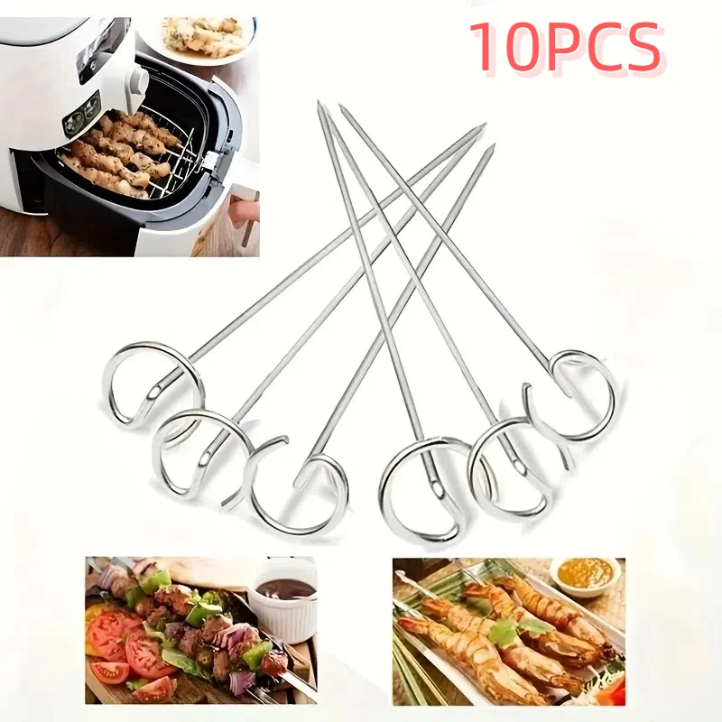 

10pcs Stainless Steel Vertical Skewers for Air Fryer Reusable Specialized Baking Needle General Barbecue Accessories Food Grade