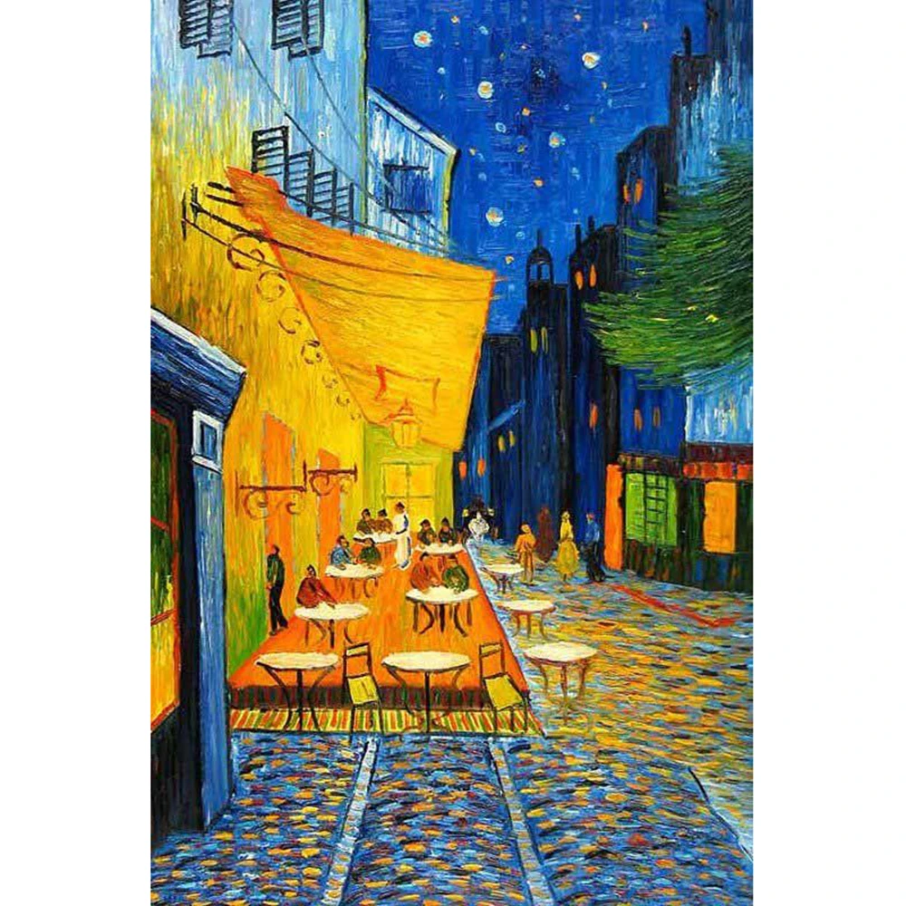 Café-Terrasse bei Nacht, 5D-Diamantgemälde zum Selbermachen, Kreuzstich, Vincent Van Gogh, Kunstmosaik, voller Bohrer, runde Stickerei, Heimdekoration