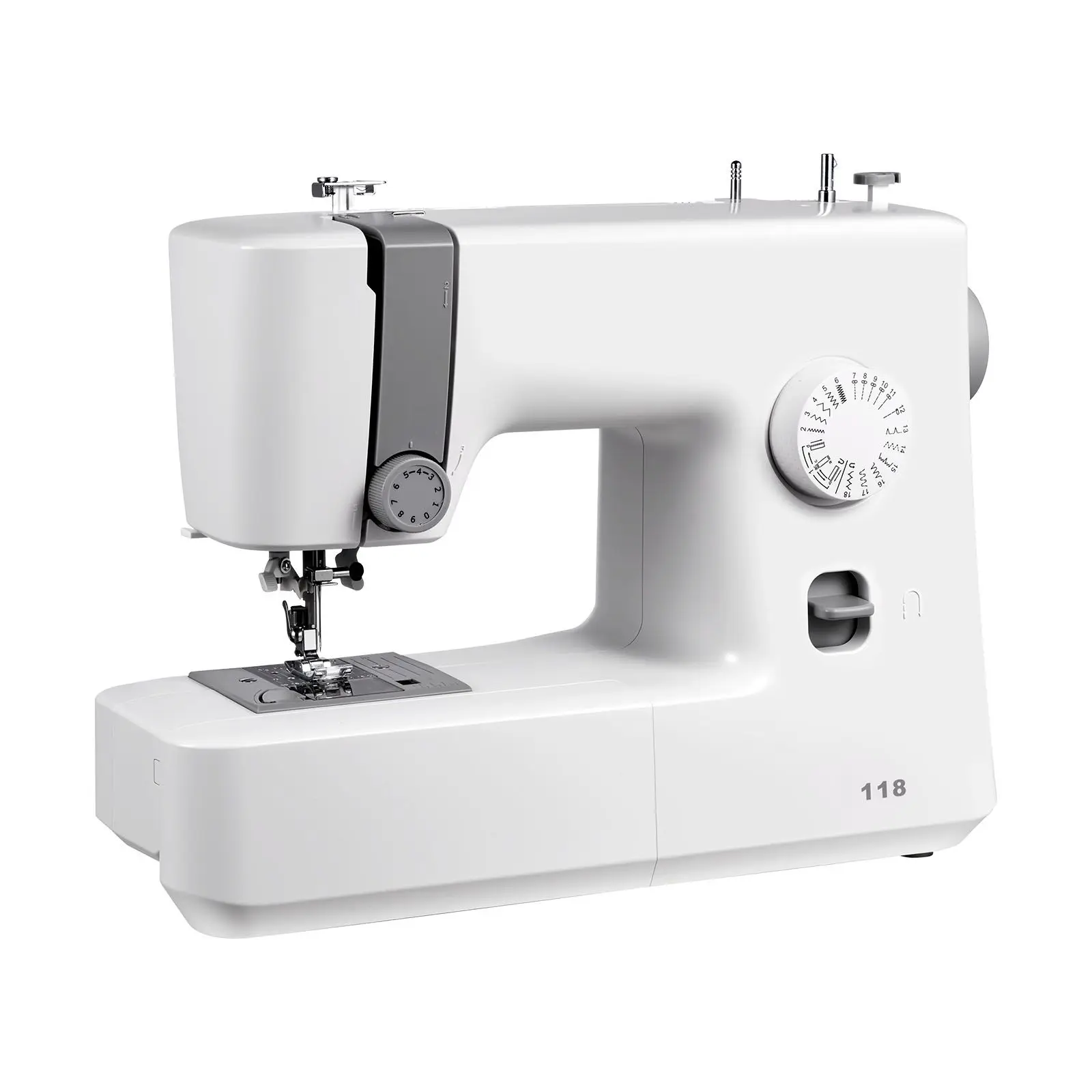 Lightweight Electric Sewing Machine with 18 Stitch Applications LED Light Pedal Simple Dial Control Interior Metal Frame