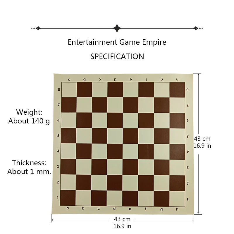 Chess High Quality Portable Rolled PVC Leather Soft Chessboard 43*43cm/16.9*16.9in Chess Game Accessories Standard Durable