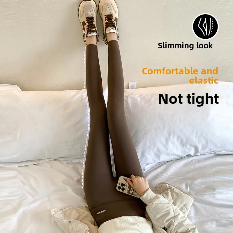 Women's Fce Lined arkskin Yoga Pants High Waist Slimming Thiened Autumn Winter Boting Tummy Control Butt Lifting