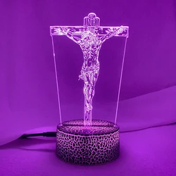 Newest Christian Respect Jesus Shaped Church Decoratative 3D lighting Cable Gift LED USB Mood Night Light Multicolor Table Lamp