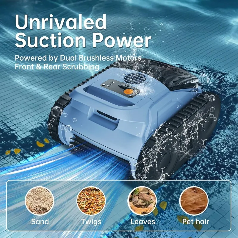 2025 New Pool Vacuum Up to 180 Mins Run time, Robotic Pool Cleaner Above Ground Pool Vacuum for Inground Pools