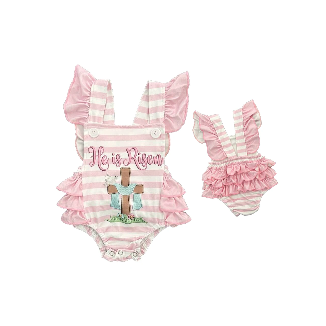 Conjunto de ropa cruzada de Pascua para niños y niñas, trajes de Boutique, peleles para bebés