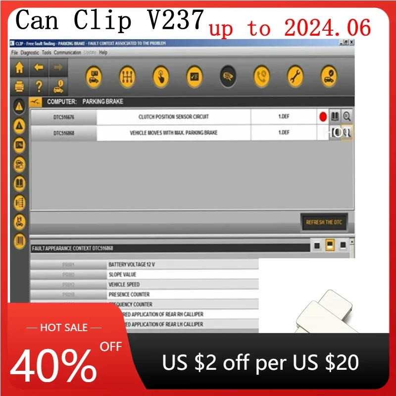 2024 Newest Can Clip V237 For Renault Repair data software Can Clip Up to 2024.06 OBD2 diagnostic software+Reprog V191+Dialogys