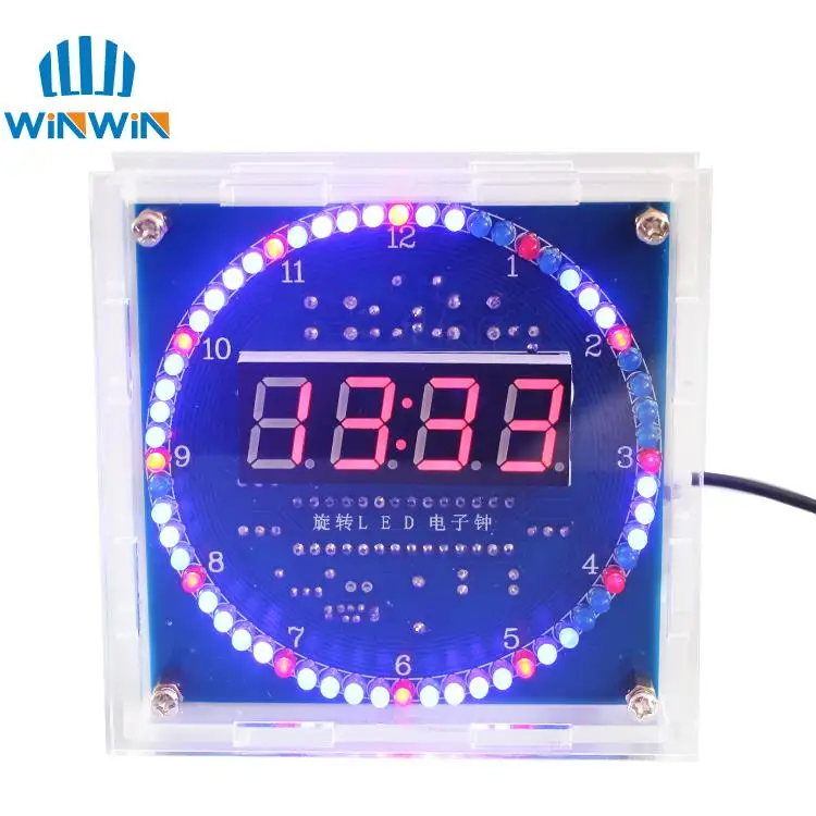 DIY Rotating Digital LED Display Module Alarm Electronic Digital Clock Kit 51 SCM Learning Board 5V DS1302