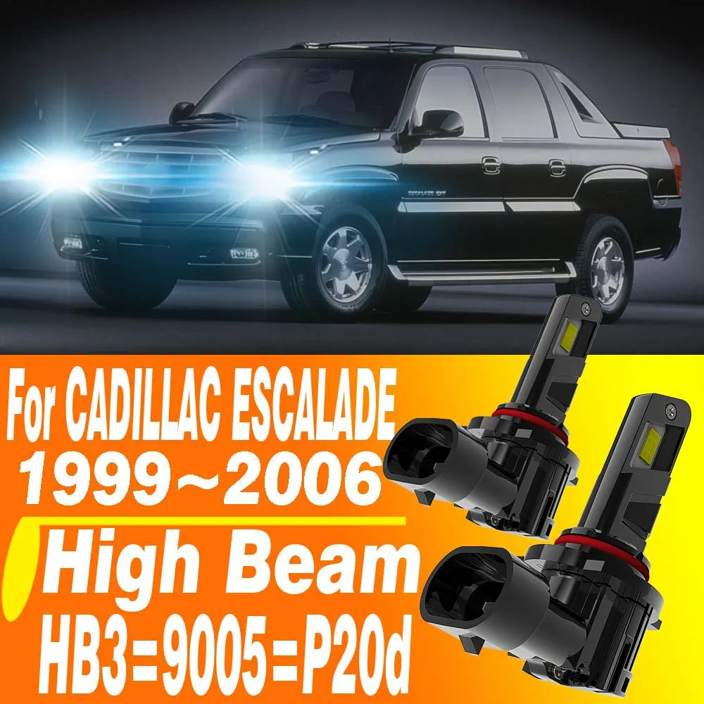 2 шт. HB3 9005 светодиодные фары Canbus P20d автомобильные дальние фары белые противотуманные фары турбодиодные лампы 12 В для CADILAC ESCALADE 1999 ~ 2006