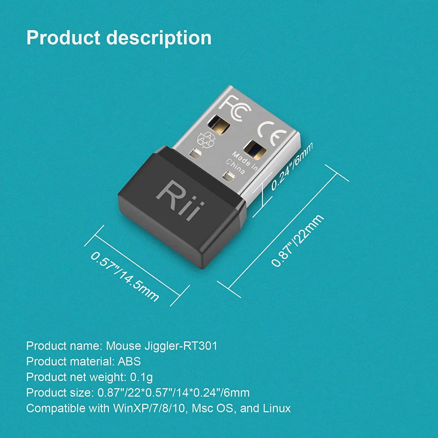 Rii-ratón USB RT301 Jiggler, desbloqueador de ratón indetectable, automático, para ordenador, mantiene el ordenador despierto, simulador