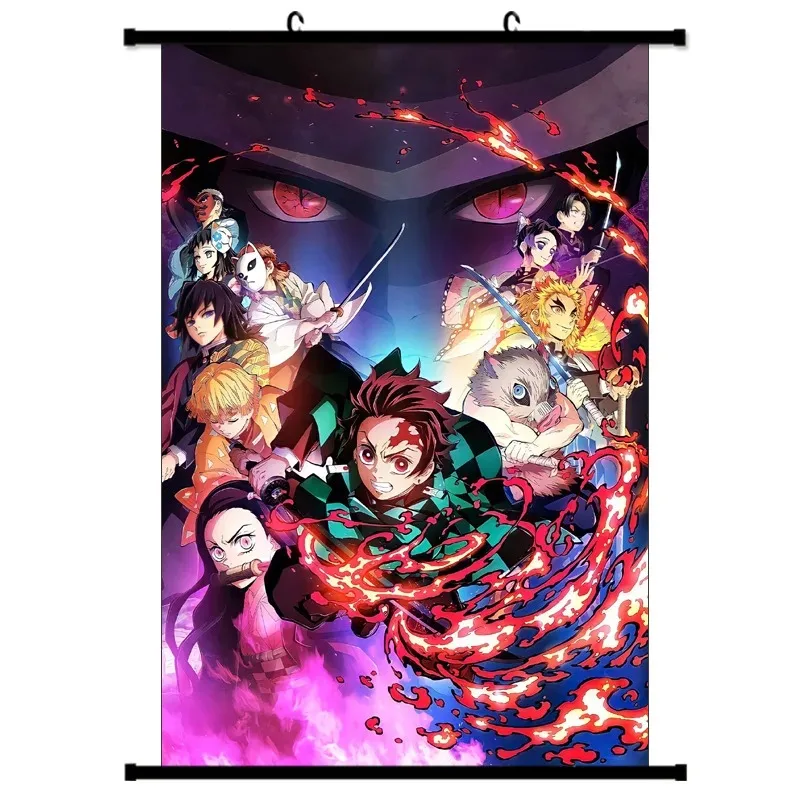 Demon Slayer Hanging Scroll Painting Printed Anime Cartoon Home Decor Wall Poster Art Living Room Modern Decoration Gift