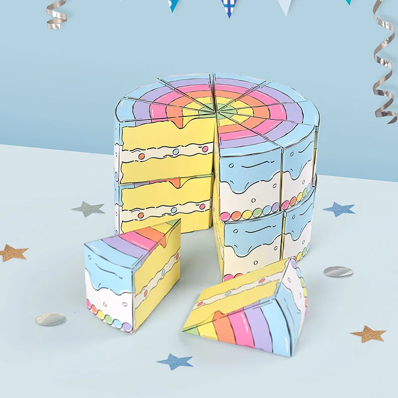 10/20Pcs Dreieckige Kuchen Geformt Papier Geschenk Box Cookie Süßigkeiten Baby Dusche Gefälligkeiten Behandeln Kinder Geburtstag Party Dessert verpackung Boxen – Detail 5