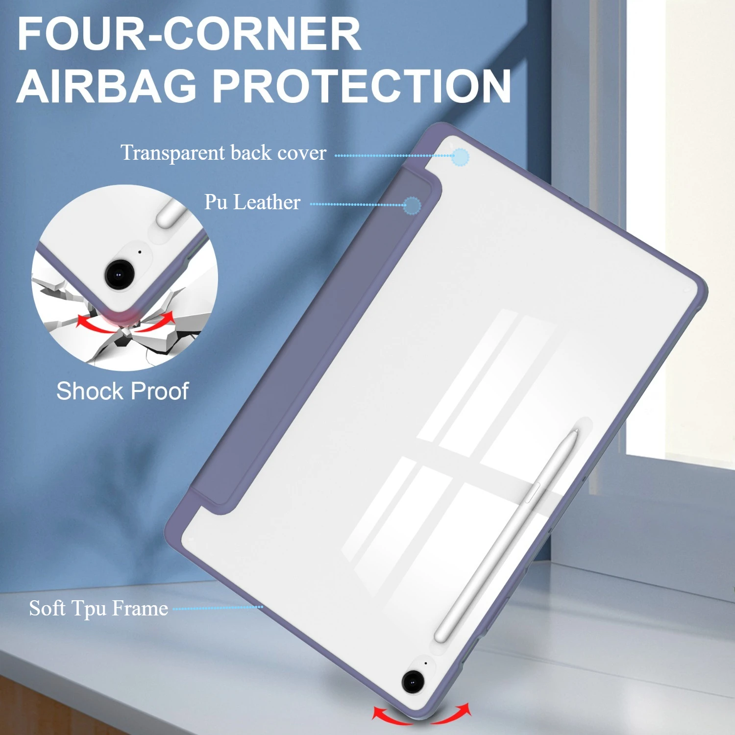 Slim Cover for Samsung Galaxy Tab S10 FE+ / S10 FE Plus Case 13.1 Inch S Pen Holder Tri-Fold Stand Tablet Cover Auto Wake/Sleep 5