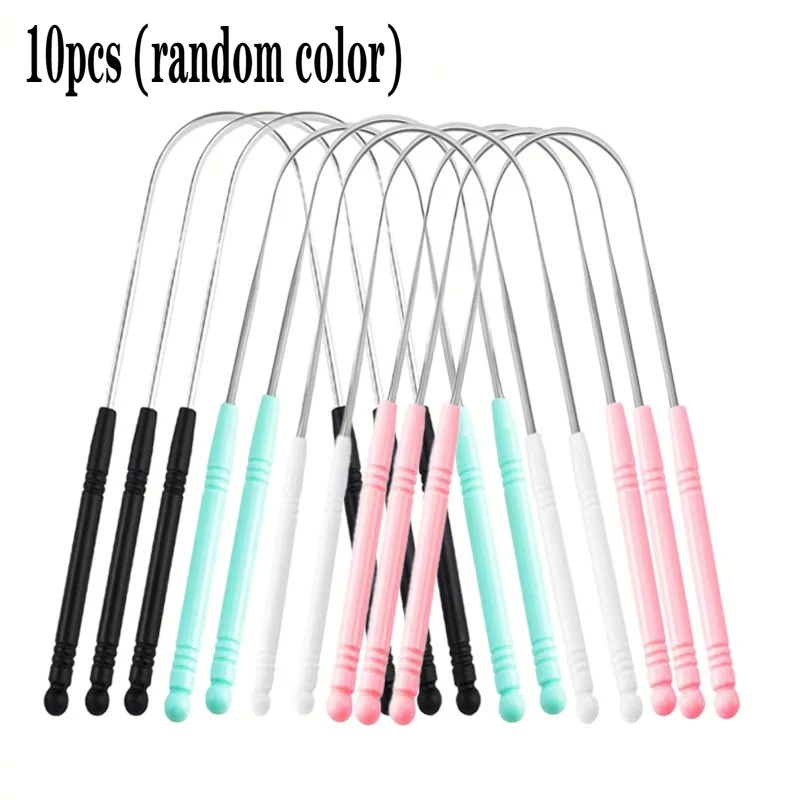 

10pcs Stainless Steel Tongue Scraper for Adults and s, Portable Oral Hygiene Kit with U-Shaped Design to Effectively Remove