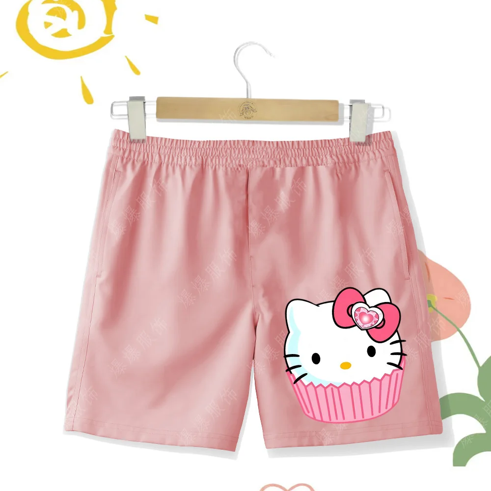 Seaside Swimming Beach pants Quick dry hello Kitty Cute cupcakes Sweet shorts Summer Swimming Pool Girls shorts Elastic