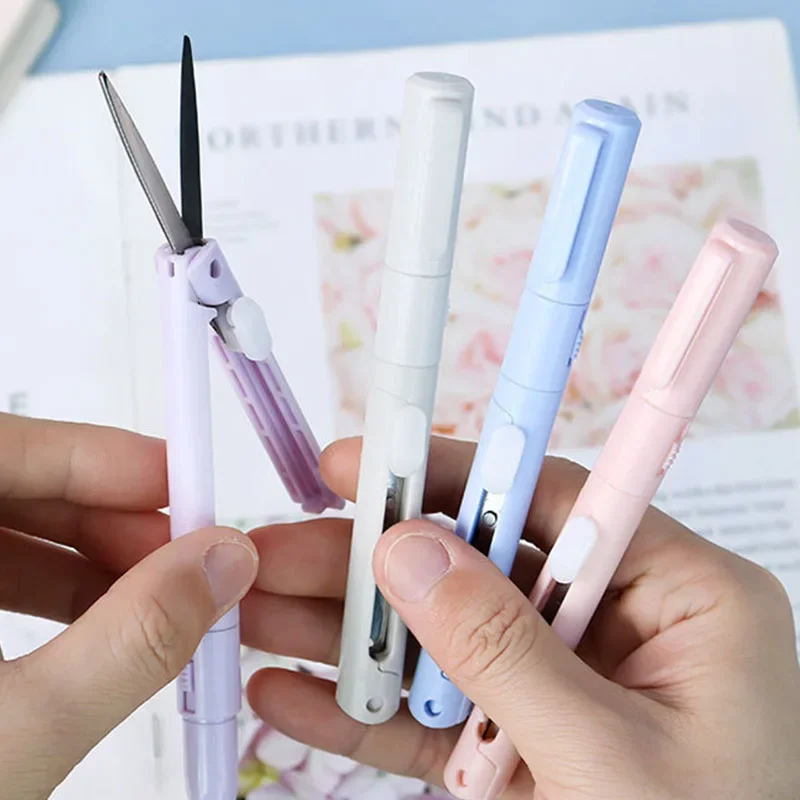 Mini Double Head Pen-shape Scissors Carving Knife Portable Multi-functional Paper Carving Cutting Art Tools Student Stationery