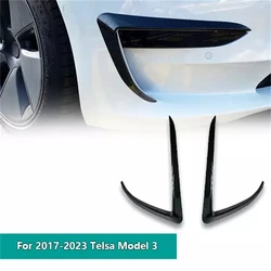 For Tesla Model 3 Model Y 2017-2023 Front Bumper Fog Lamp Wind Knife Spoiler 1Pair Car Fog Lamp Trim Cover Fog Light Eyebrow