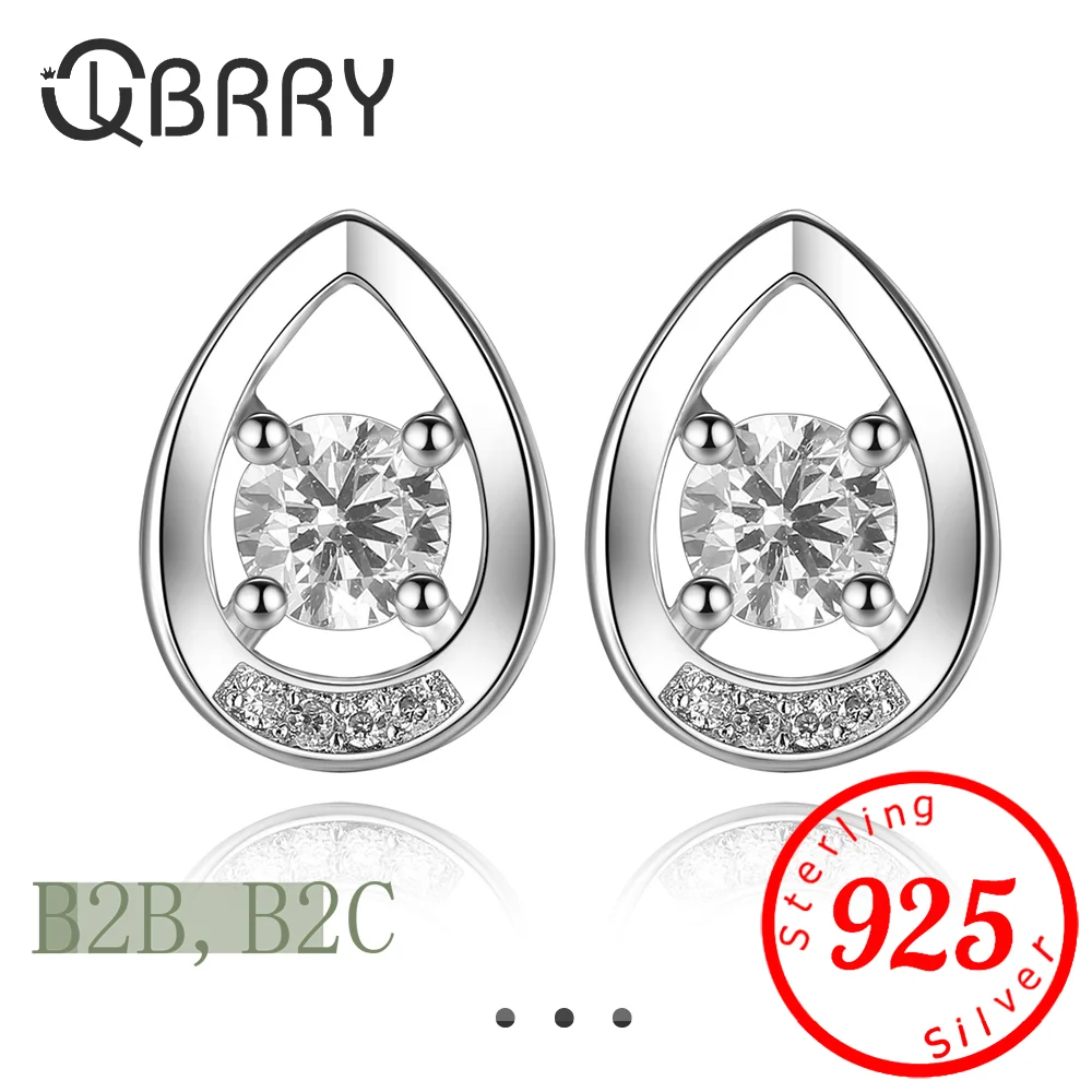 

Korean New Design Fashion Water Drop Jewelry Girl Stud Earrings Luxury Transparent Glass Crystal Party Earrings for Women Gift