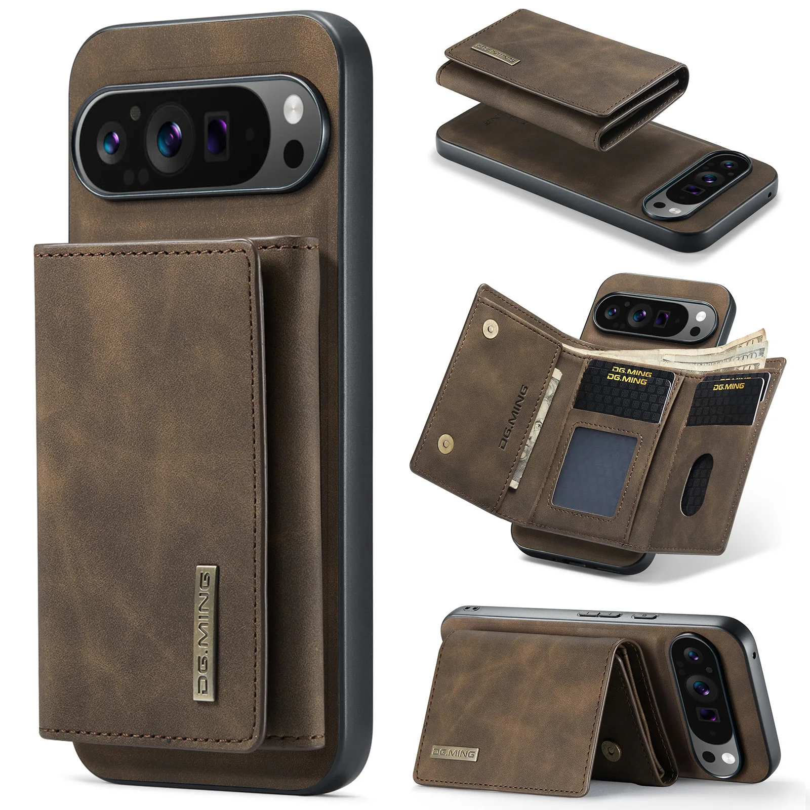 Étui de téléphone en cuir magnétique pour Google Pixel 11 10 9 8 7 6 Pro XL 10A 9A 8A 7A 6A, coque détachable 2 en 1.