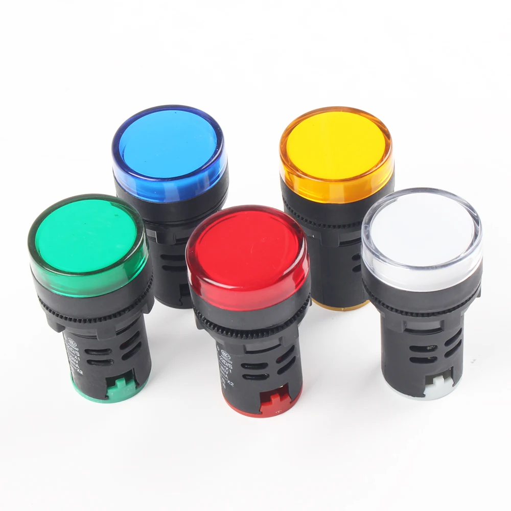 Luz indicadora de potencia de plástico Ad16, 22 AD16-22, 5 colores, AC220V, 22mm, tamaño de montaje, lámpara indicadora LED