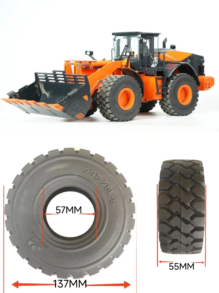 JDM-82 RC chargeur de roues Bulldozers pneu en caoutchouc 137mm pour Tamiya 1/14 Rc camion remorque benne Actros pièces accessoires
