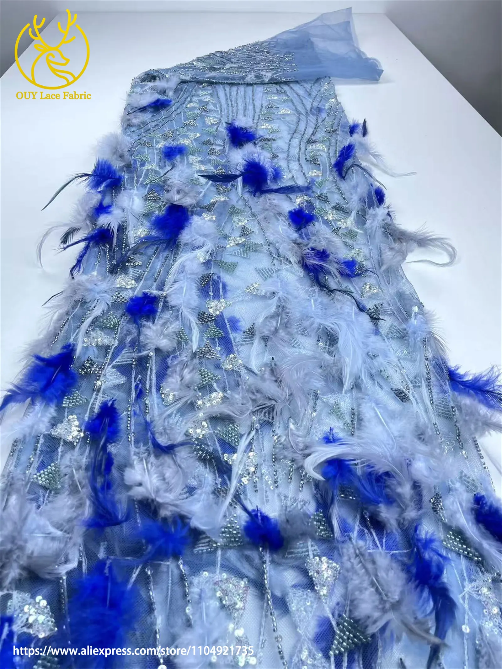 فاخر الأفريقي ثلاثية الأبعاد ريشة الدانتيل والتطريز 2025 جودة عالية الفرنسية النيجيري مطرز الترتر أقمشة الدانتيل فساتين الزفاف النسائية