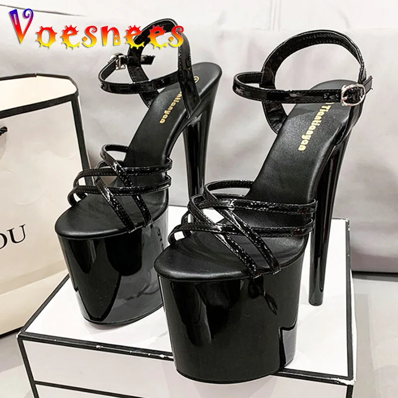 Fashion Platform High Heels Summer Sexy 20CM Models Sandals Women\'s Ankle Strap Buckle Party Shoes Nightclub Striptease Pumps