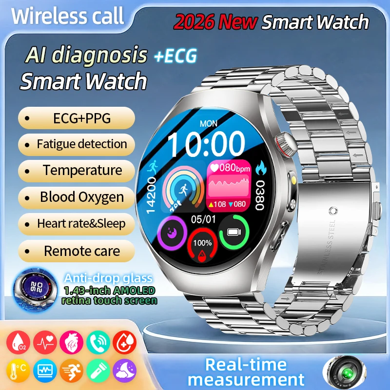 

Новые умные часы LIGE с AMOLED-дисплеем 1,43 дюйма, спортивные часы для здоровья, с функцией измерения пульса, Bluetooth-звонками, для мужчин и женщин, совместимые с Android и iOS.