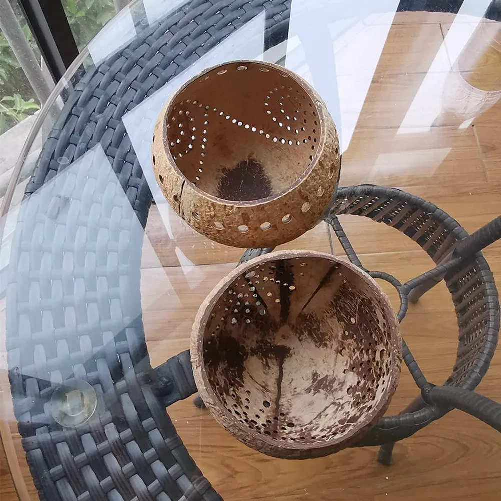 N89R Candle Holders,Handmade Coconut Shell Candle Holder For Tealight Small Pillar Rustic Candle Coconut Shell Bowl