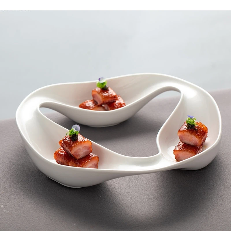 Irregular Ceramic Dinner Plate Restaurant Solid Color Tableware Sushi Dessert Snack Special