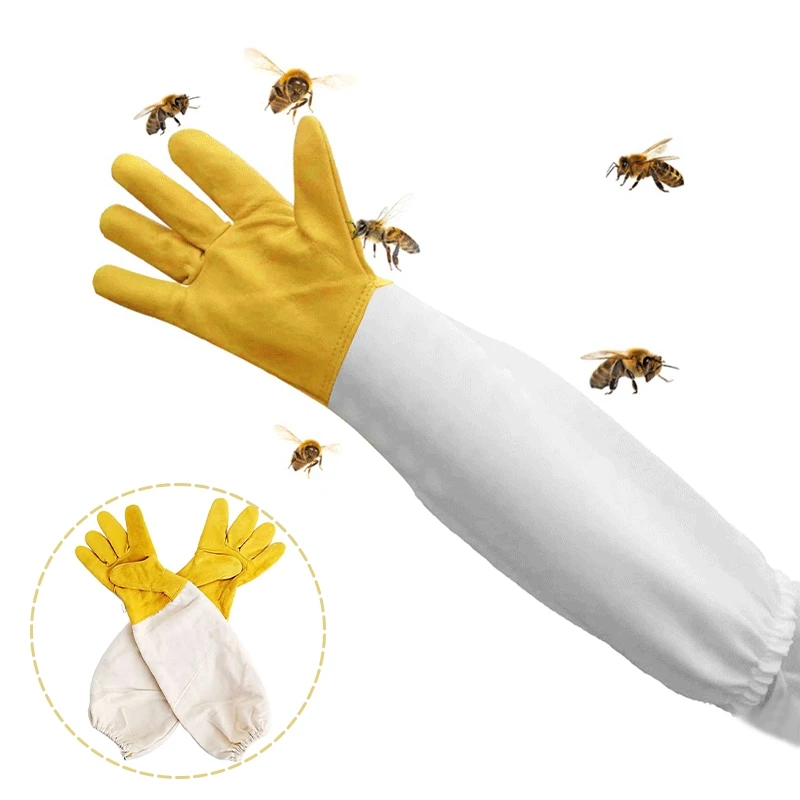 

1 Pair Beekeeping Gloves Anti-Sting Sheepskin Long Gloves for Beekeepers Prevent Beehive Tool Protective Long Sleeves Apicultura