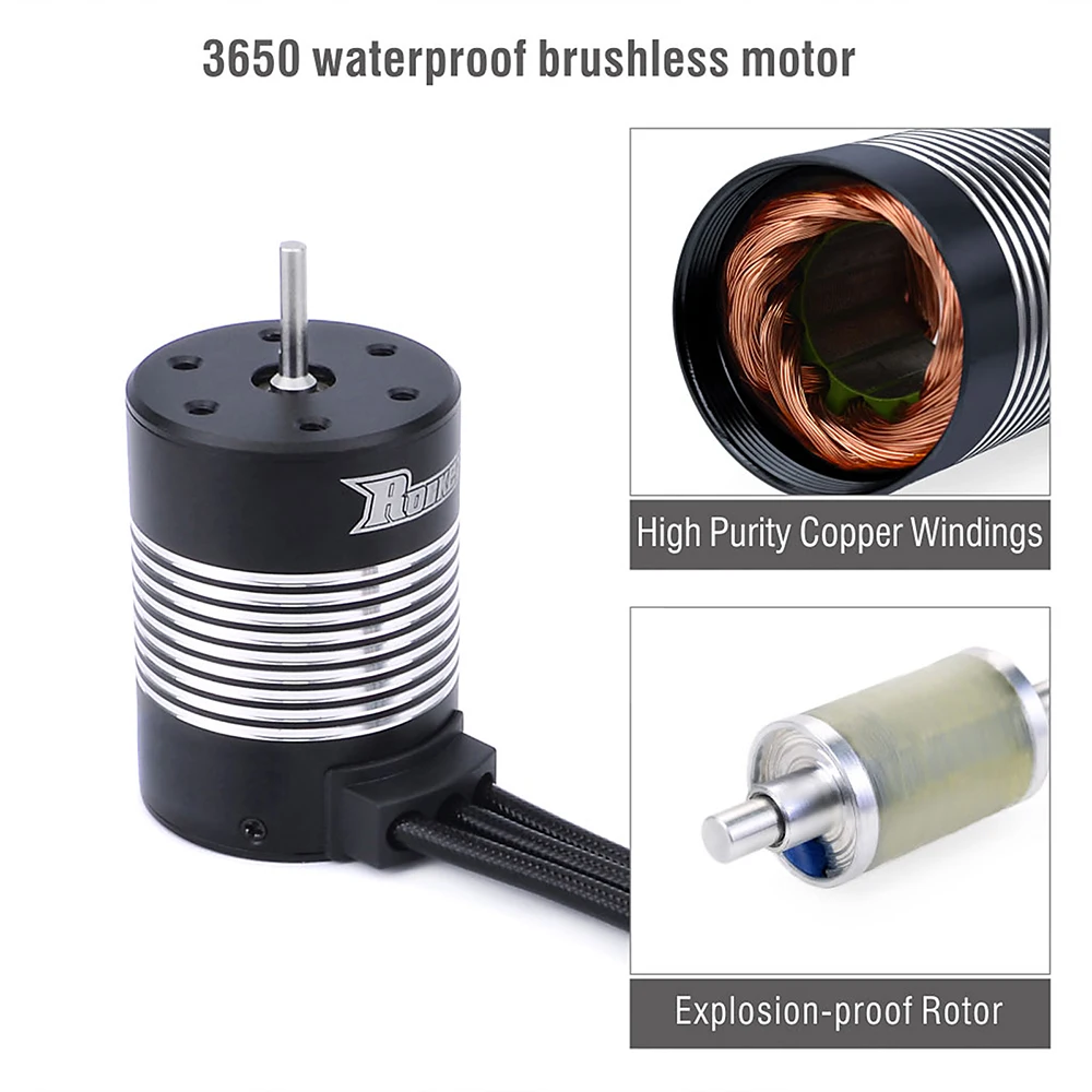 3650 Waterproof Sensorless Brushless Motor 5200KV + 60A ESC Combo for 1/10 RC Car