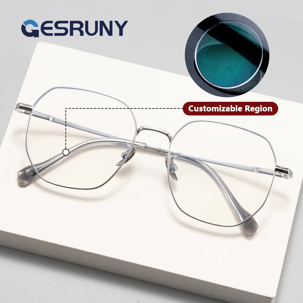 

Gesruny Retro Square Eyeglasses Frame Women Men Progressive Prescription Anti Blue Light Reading Glasses Optical Glasses