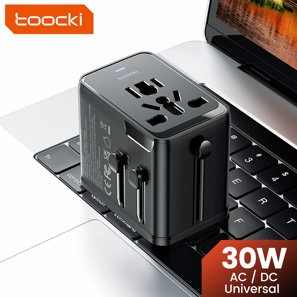 

Универсальное зарядное устройство Toocki GaN 30W с 2 портами USB-C и USB-A, быстрая зарядка, адаптер для розеток ЕС/Великобритании/США/Австралии