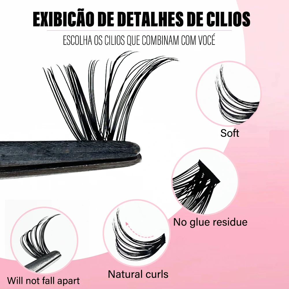 1 Box/200 Bunches Mink Eyelashes Natural 3D Russian DIY Individual Eyelash extension Eyelash cluster Makeup Tool Wholesale