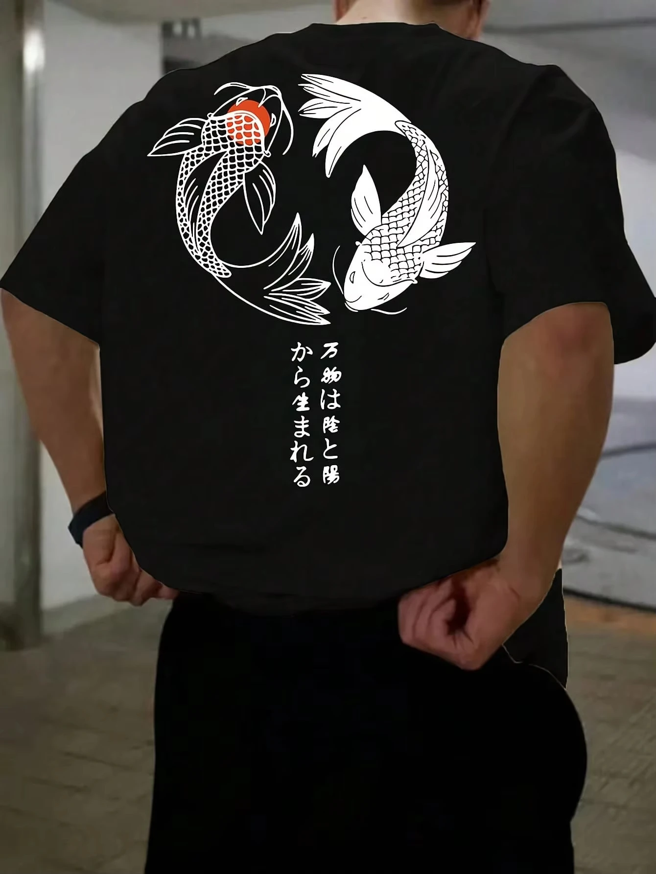 Japanese Koi Harajuku Illustration Pattern T-Shirt Men's and Women's Summer Casual T Shirt Soft Fashion Cotton Sportswear Top
