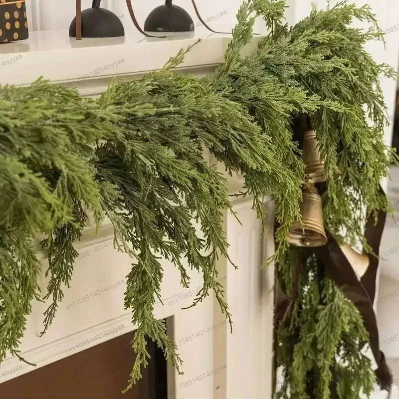 6/9Ft Christmas Garland Artificial Greenery Cypress Leaves Garland Winter Norfolk Pine Garland for Holiday Fireplace Table Decor