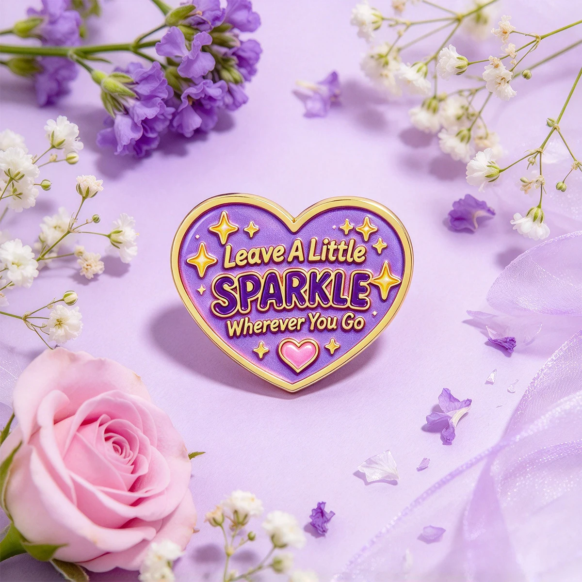 Heart Quote Enamel Pin Brooch Leave A Little Sparkle Soul Sister Starry Night Campfire Lapel Badge Backpack Hat Decor Gift