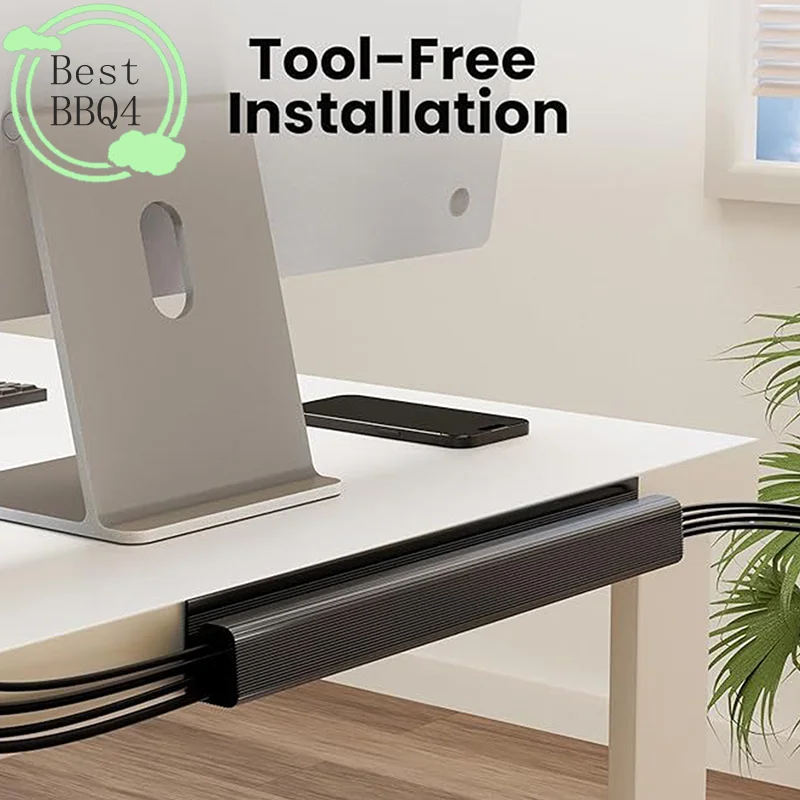 (BBQ4)40cm/15.75inch Under Desk Cable Management Tray PVC Power Wire Hider Strip Cord Holder Wire Organizer Cable Raceway