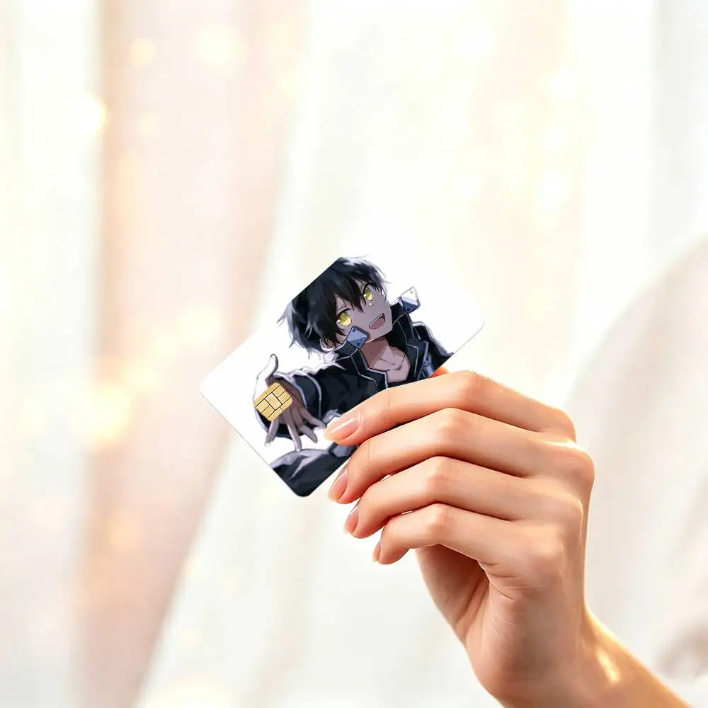 Kirito Kazuto Sword Art Online   HD Waterproof Credit Card Stickers Silicone Decals For Chip Game Cards Gift