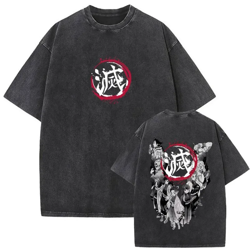 Kochou Shinobu Demon Slayer T-shirt Anime Cute Graphic lavato T-shirt oversize Uomo Donna Abbigliamento Manica corta in cotone morbido Tees