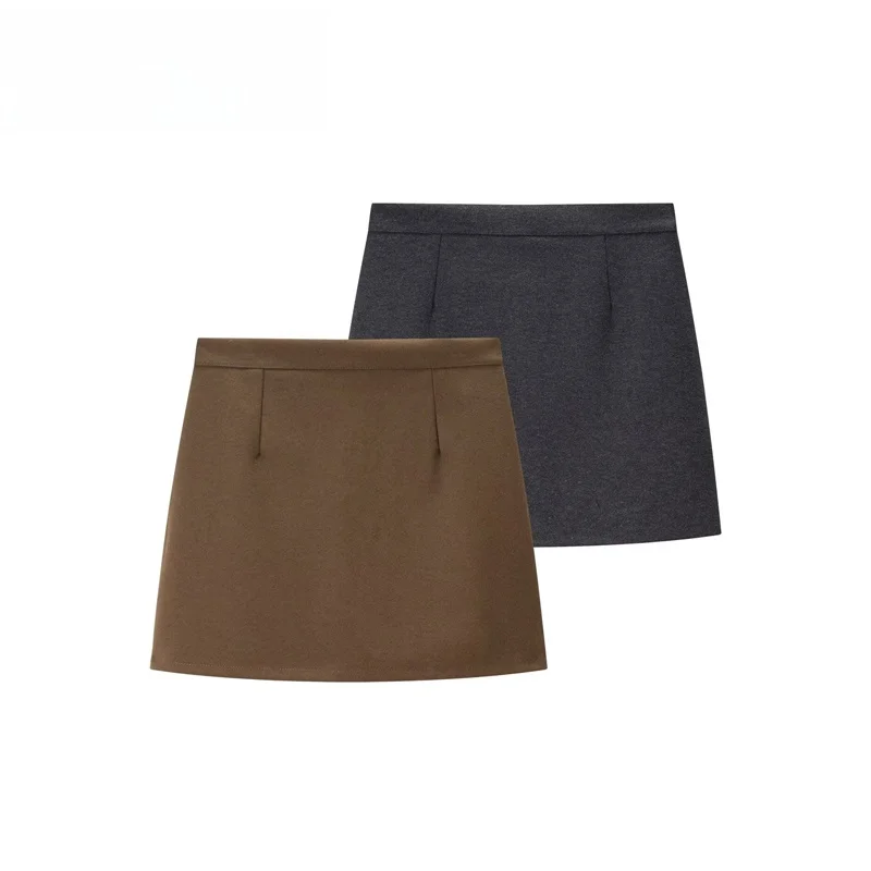 Fashionable Commuter Style High Waist A-Line  Skirt Slimming Wool Blend Short Skirt for Women Elegant Personality