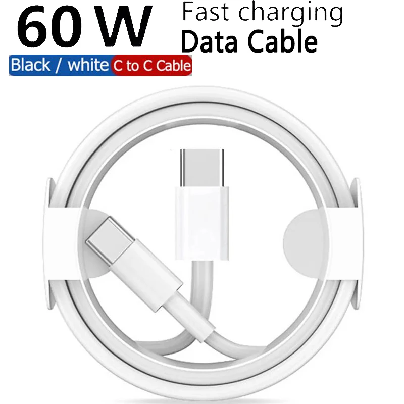 1/1, 5/2M PD60W tipo C a USB-C doble C-C Cables de datos de carga rápida para iPhone 15 16 Samsung Galaxy S24 10 20 Htc Lg Cable rápido