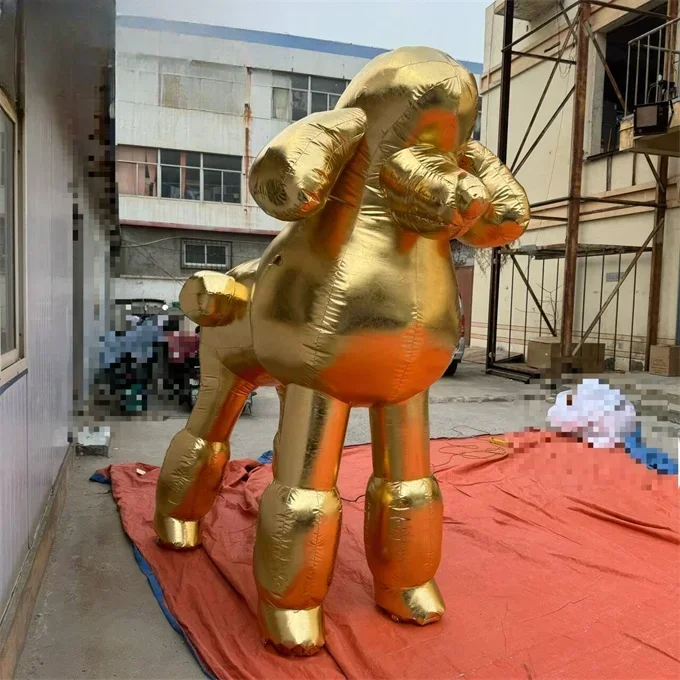 Golden inflatable dog model animal, customized advertisement for poodle