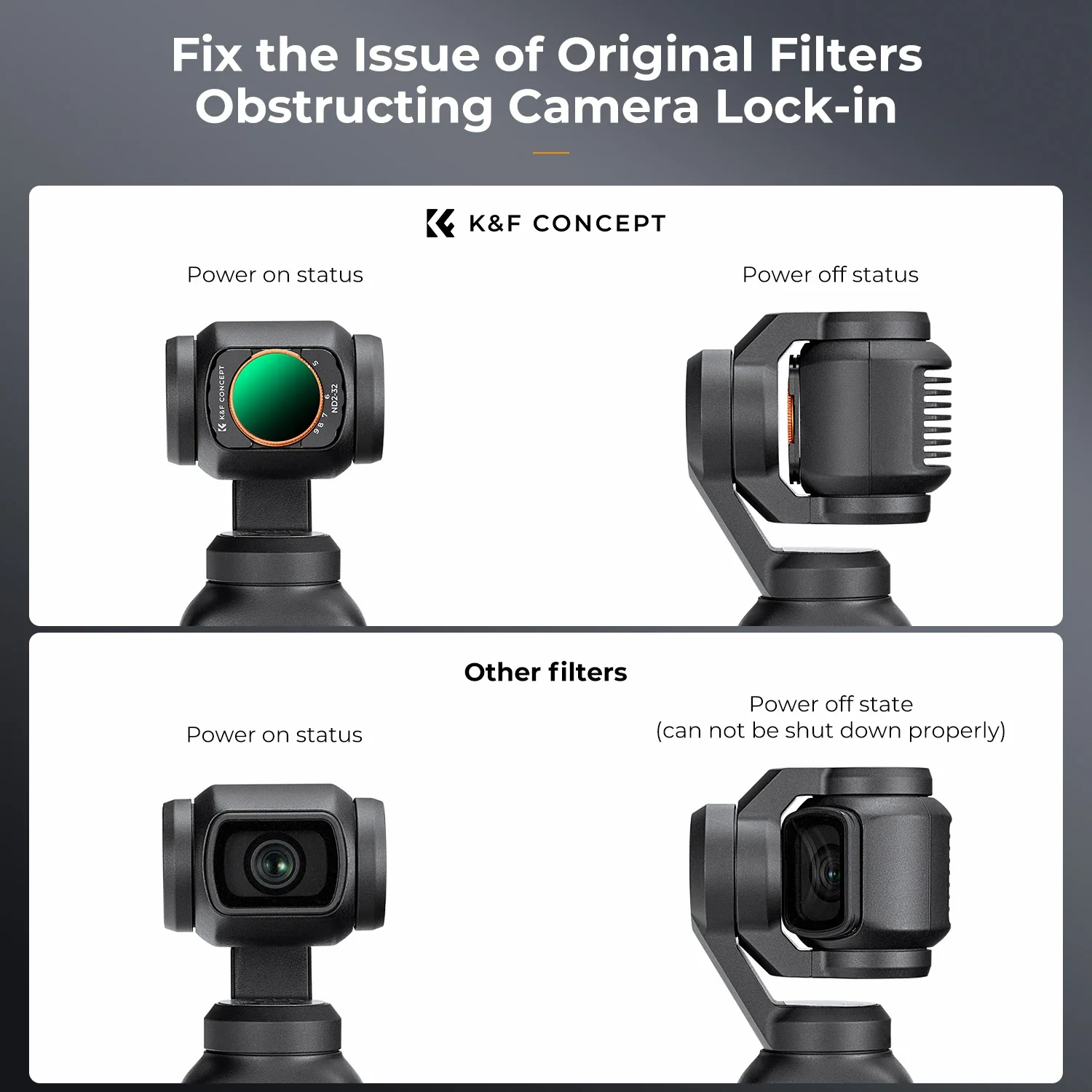 K&F CONCEPT Magnetisch lensfilter voor DJI Osmo Pocket 4 3 Verstelbaar ND2-32 ND32-512 UV CPL ND/PL Black-Mist 1/4 Optionele filters
