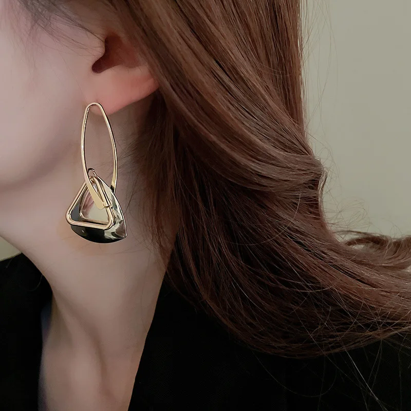 Geometric Metal Hollow Triangle Drop Earrings For Women Personality Dangle Earring Exaggerated punk Jewelry Gifts